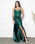 VESTIDO SEREIA LUXO VESTIDO DE FESTA PETRA FINA VERDE ESMERALDA P